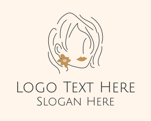 Girl - Flower Earring Woman logo design