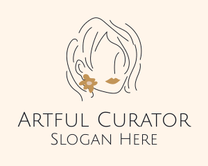 Flower Earring Woman logo design