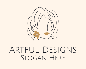 Flower Earring Woman logo design