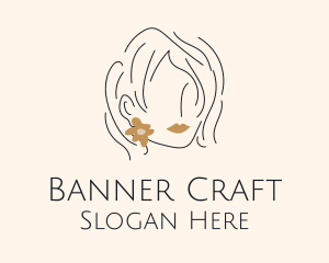 Flower Earring Woman logo design