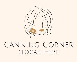 Flower Earring Woman logo design