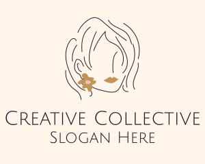 Flower Earring Woman logo design