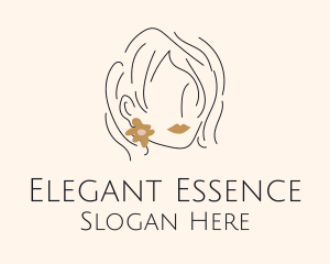 Flower Earring Woman logo design