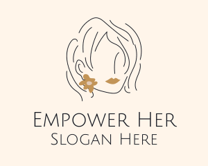 Flower Earring Woman logo design