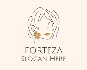 Flower Earring Woman logo design