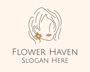 Flower Earring Woman logo design