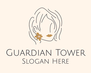 Flower Earring Woman logo design