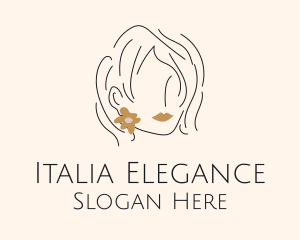 Flower Earring Woman logo design