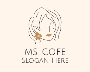 Flower Earring Woman logo design