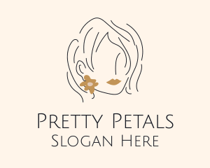 Flower Earring Woman logo design