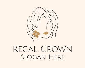 Flower Earring Woman logo design