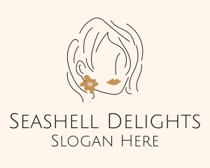 Flower Earring Woman logo design