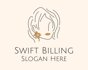 Flower Earring Woman logo design