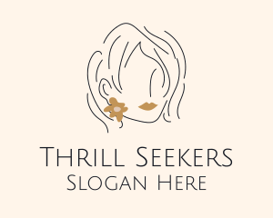 Flower Earring Woman logo design