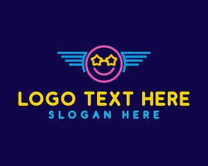 Disco - Neon Smile Wings logo design