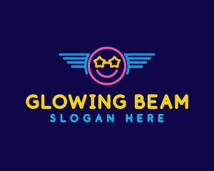 Neon Smile Wings logo design