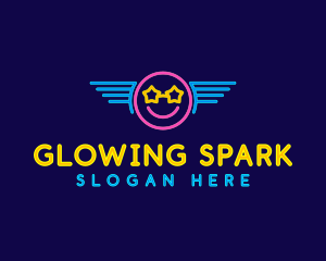 Neon Smile Wings logo design