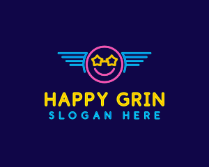 Smile - Neon Smile Wings logo design