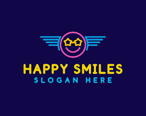 Neon Smile Wings logo design