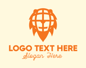 World - Abstract Orange Lion Globe logo design