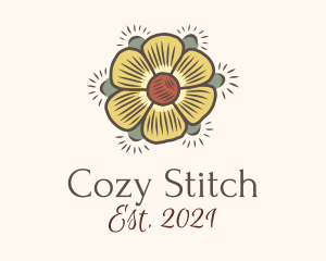 Knitwork - Daisy Flower Knitwork logo design