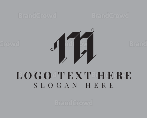 Gothic Calligraphy Letter M Logo
