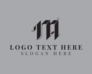 Distillery - Gothic Calligraphy Letter M logo design