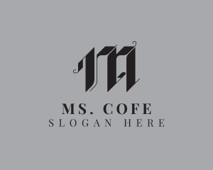 Gothic Calligraphy Letter M logo design