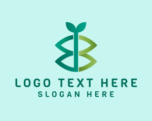 Green - Leaf Letter EB Monogram logo design