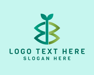 Vegan - Leaf Letter EB Monogram logo design