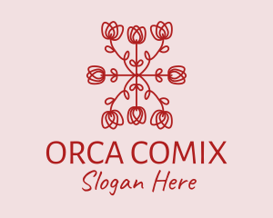 Orchid - Red Rose Pattern logo design