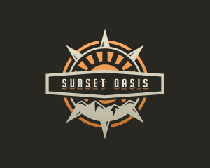 Compass Mountain Sunset logo design