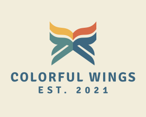 Colorful Ribbon Wings logo design