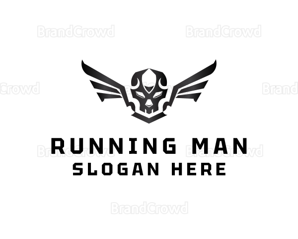 Modern Skull Wings Logo