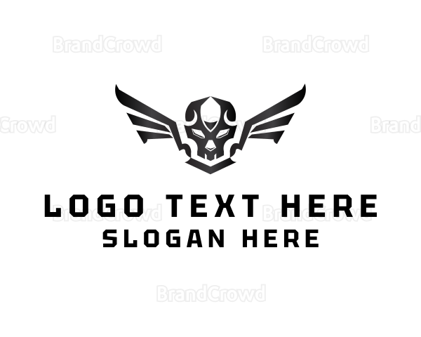 Modern Skull Wings Logo