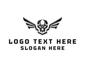 Dead - Modern Skull Wings logo design