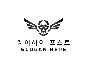 Modern Skull Wings logo design