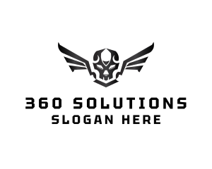 Modern Skull Wings logo design