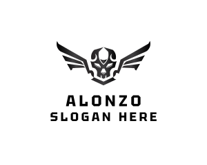 Modern Skull Wings logo design