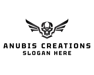 Modern Skull Wings logo design