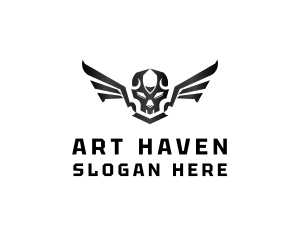 Modern Skull Wings logo design