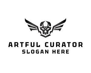 Modern Skull Wings logo design