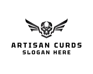 Modern Skull Wings logo design