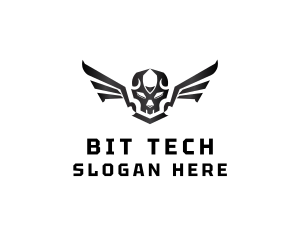 Modern Skull Wings logo design