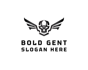 Modern Skull Wings logo design