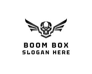 Modern Skull Wings logo design