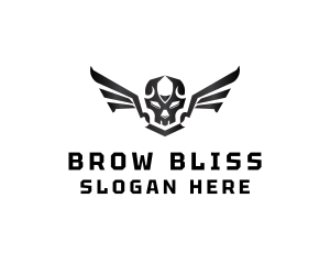 Modern Skull Wings logo design