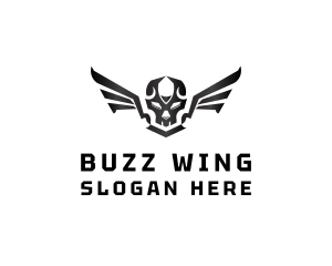 Modern Skull Wings logo design