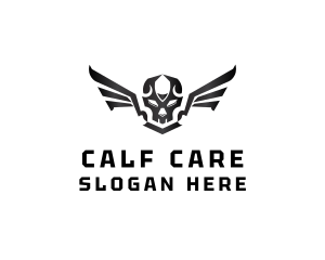 Modern Skull Wings logo design