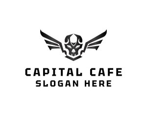 Modern Skull Wings logo design